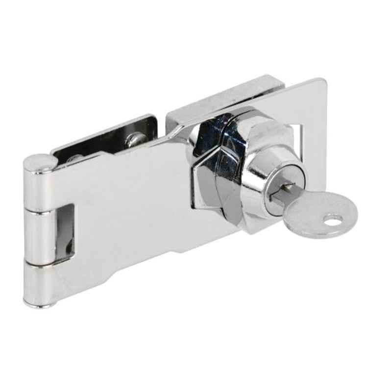 Prime-Line Products U 9951 Twist Knob Keyed Locking Hasp For Small Doors, Cabinets And More, 4�x1-5/8�, Steel, Chrome Plated