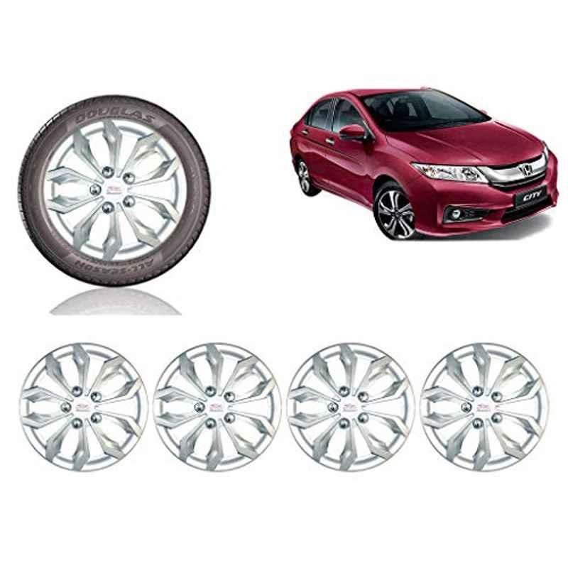 Auto Pearl 4 Pcs 15 inch ABS Silver Car Wheel Cover Set for Honda City Idtec 2016