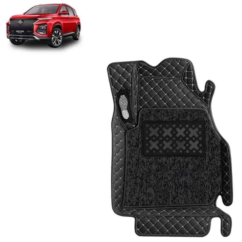 Kingsway 4 Pcs Premium 7D 100% Waterproof & Washable PU Leatherette Classic Black Car Floor Mat Set for Morris Garages MG Hector Plus 7 Seater 2026 Onwards