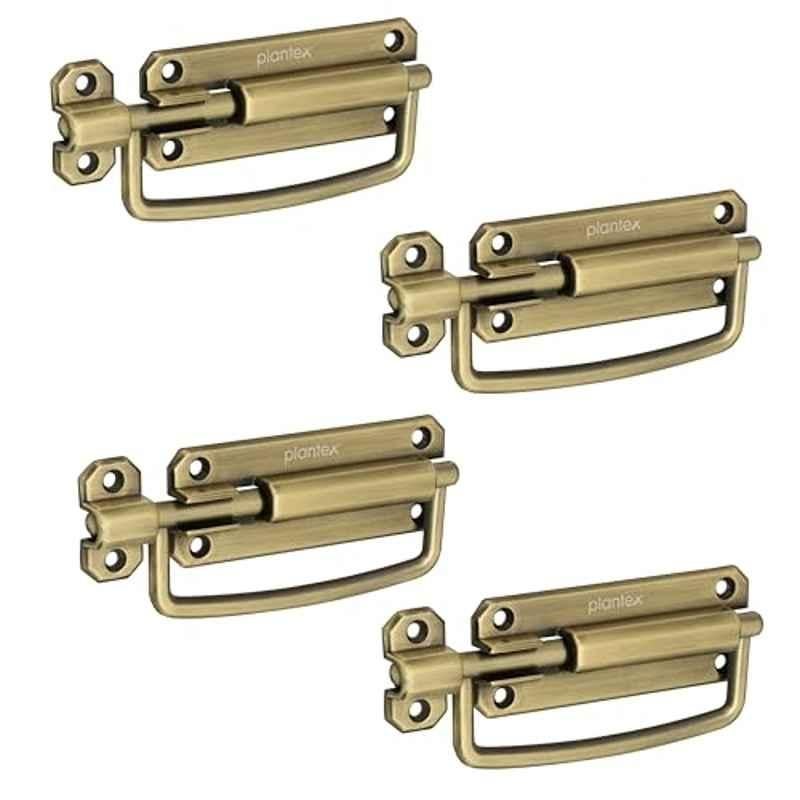 Plantex 5 inch Zinc Brass Antique Baby Door Latch Kadi for Bathroom for Home & Office, SH-96 (Pack of 4)