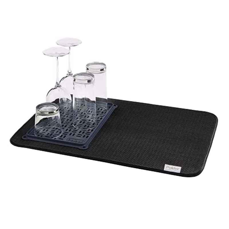 Polder Microfiber Grey Dish Mat with Tray, KTH-696-95