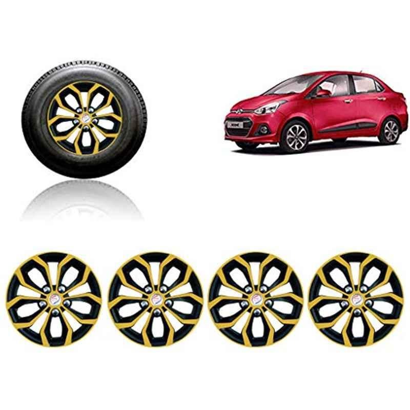 Auto Pearl 4 Pcs 14 inch ABS Golden & Black Car Wheel Cover Set for Hyundai Xcent