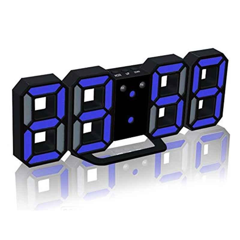 Rubik 21.5x4x8.7cm Wood Light Blue LED Digital Alarm Clock
