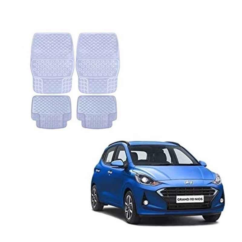 Kozdiko 93043 4 Pcs Rubber & PVC Clear Car Floor Mat Set for Hyundai Grand i10 Nios