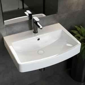 Plantex 20x15x8 inch Platinum Ceramic Glossy White Rectangular Wall Mounted Washbasin for Bathroom/Sink for Living Room with 10 Years Glaze Warranty