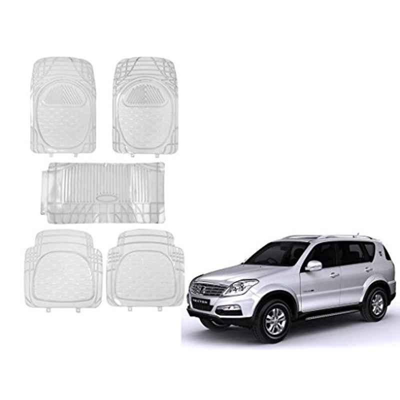 Kozdiko 5 Pcs 6205 Rubber & PVC Clear Car Foot Mat Set for Mahindra Rexton