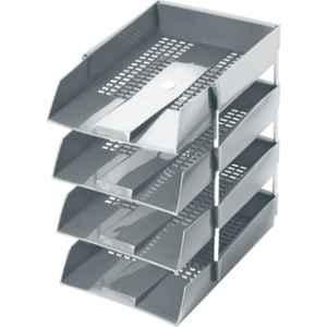 Omega 4 Compartment Plastic Grey Office Tray, 1718PP