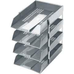 Omega 4 Compartment Plastic Grey Office Tray, 1718PP