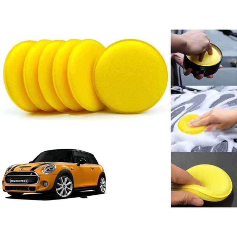 Auto Pearl Polyurethane Beige Washing & Waxing Polish Foam Sponge for Cooper (Pack of 6)
