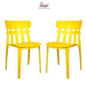 Rose Aux Yellow Medium Back Plastic Chair (Pack of 2)