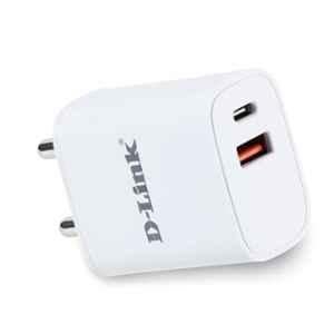 D-Link 33W ABS White Dual Port Fast Charger for All Mobiles Phones,Tablets, Power Banks, Smart Watches & Earbuds, DPA-F3311