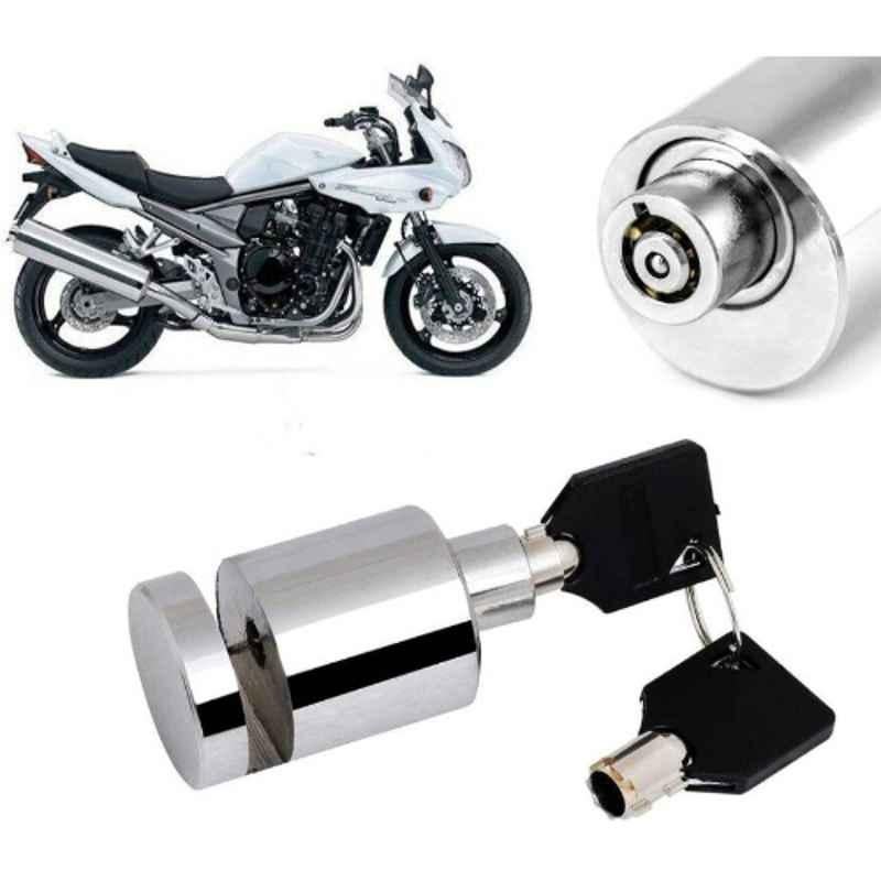 Auto Pearl Stainless Steel Silver Heavy Duty Anti Theft Motorcycle Disc Brake Lock, Lock-397