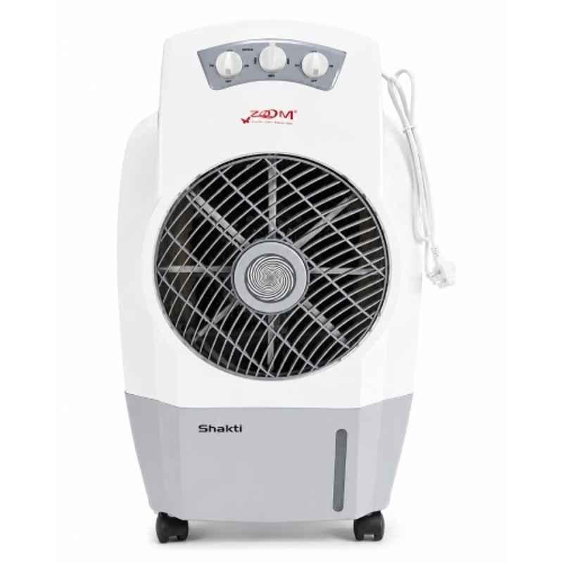 Zoom Shakti 45W 25 Litre ABS White & Grey Portable Desert Air Cooler with Wheels & 3 Speed Control