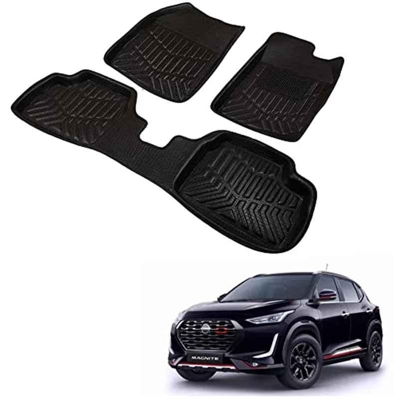 Kozdiko 3D Black Car Foot Mat Set for Nissan Magnite, dshbdhb162