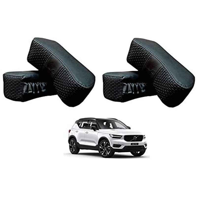 Kozdiko 4 Pcs CV Designer Black Leatherite Neck Rest Car Cushion Pillow Set for Volvo XC40