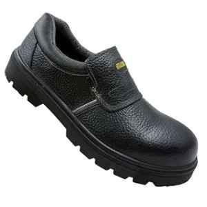 JAMA Leather Rubber Fiber Toe Black Safety Shoes, 82546-JS114FT-08, Size: 8