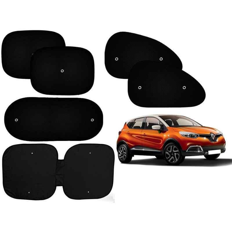 Auto Pearl 6 Pcs PVC & Mesh Black Window, Front & Rear Sun Shade Set for Renault Captur