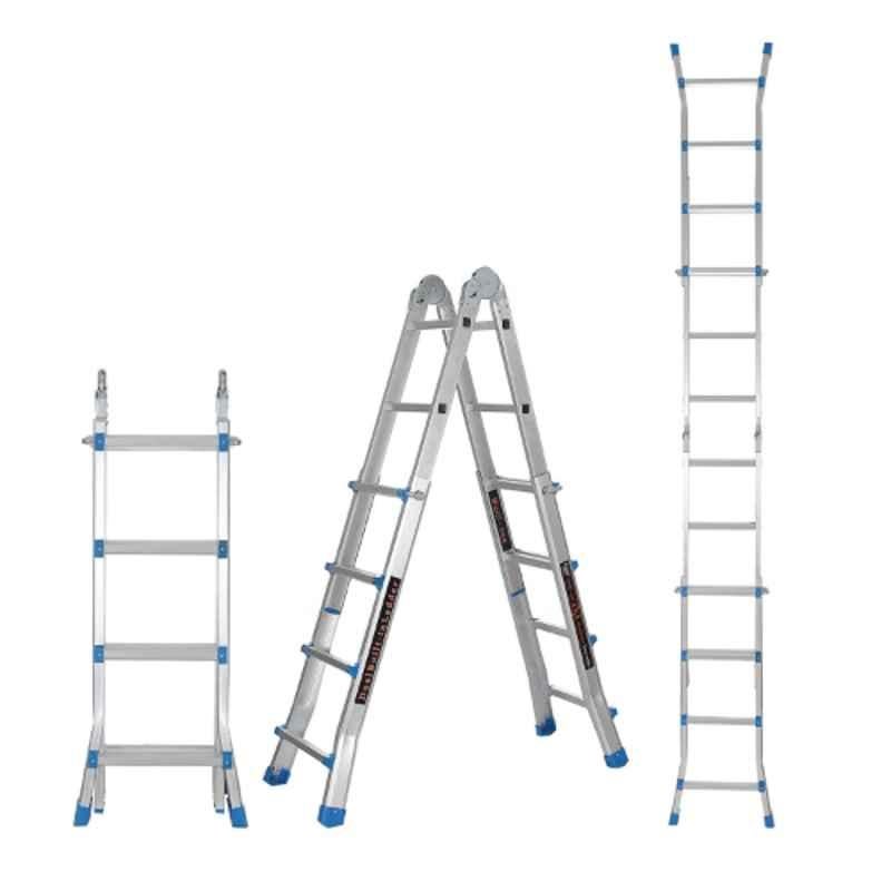 Equal 150kg 16 Steps Aluminium Silver Dual Built-In Portable Folding Ladder, EALL-044