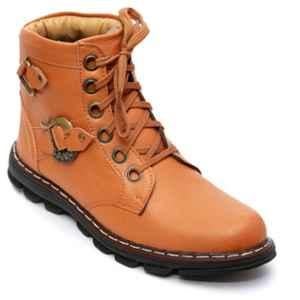 Woakers Leather Steel Toe Orange Work Safety Boots, Size: 8