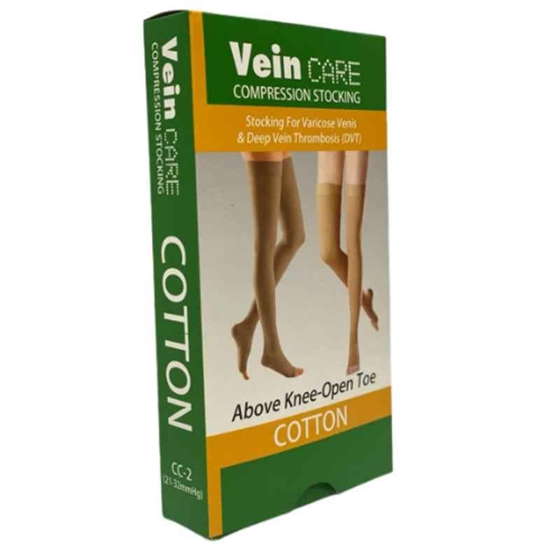 Buy Vein Care Compression Above Knee Open Toe Cotton Stocking for Varicose  Venis & DVT, Size: XS Online At Price ₹4500
