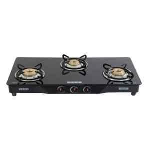 Usha Ebony Glass Top Stainless Steel Black 3 Burner Gas Stove, GS 3001