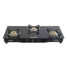 Usha Ebony Glass Top Stainless Steel Black 3 Burner Gas Stove, GS 3001