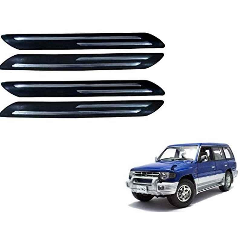 Kozdiko 4 Pcs PVC Black Double Chrome Finish Car Bumper Protector Set for Mitsubishi Pajero