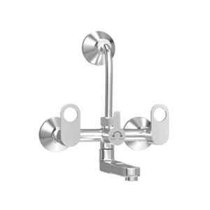 IRIS Geo Brass Chrome Finish Silver Wall Mounted 2-in-1 Wall Mixer with Provision of Overhead Shower & 360 deg Swivel Bend