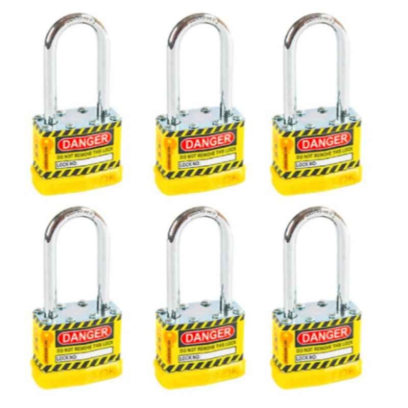 LOTO-LOK 22.50mm Steel Yellow Laminated Steel Safety Lockout Padlock with 2 Unique Keys Per Lock, 2PTPSYKDL47