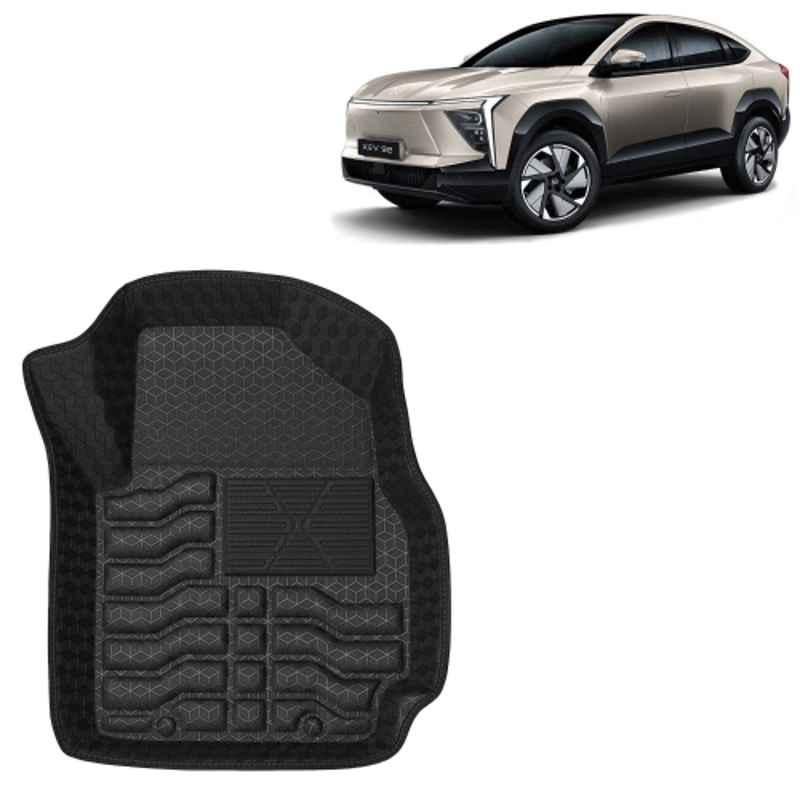 Kingsway 3 Pcs Premium 4.5D 100% Waterproof Tray Shape PVC Black Car Floor Mat Set for Mahindra XEV 9E 2025 Onwards All Model