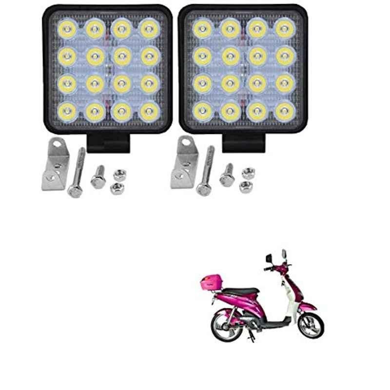 Kozdiko 2 Pcs 48W White Square LED Scooty Beam Light Set for Avon E Lite
