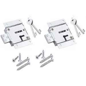 Ojass 75mm Steel Double Action Cupboard Lock with 4 Pcs Screw, CL75 (Pack of 2)