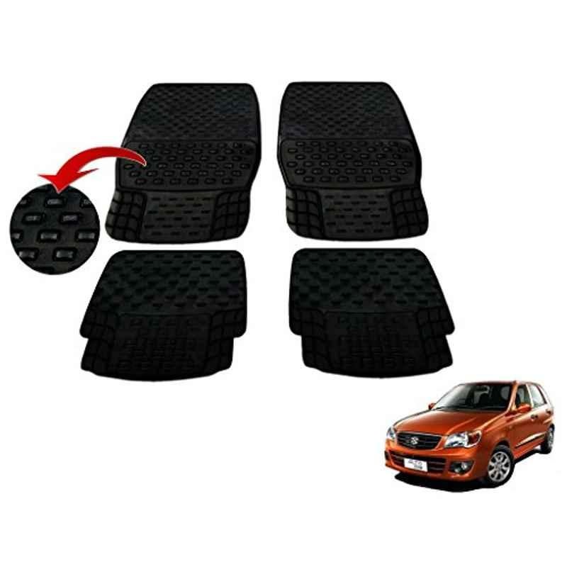 Kozdiko 4 Pcs PVC & Rubber Black Car Floor Mat Set for Maruti Suzuki Alto