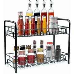 Niskoware Stainless Steel Black 2-Layer Cutlery Kitchen Rack