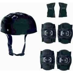 STYRKR Plastic & EVA Foam Black Protective Guard Cycling Set 7-in-1 Medium Size 11-15 Year Cycling Helmet Kit Cycling KitKIT-682