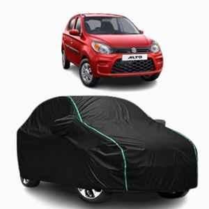 Aarex Auto Polyester Black 100% Waterproof Car Body Cover with Mirror Pocket & Full Bottom Elastic for Maruti Suzuki Alto