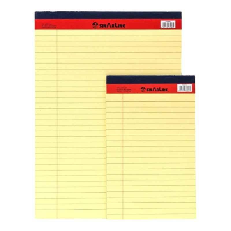 Sinarline 56 GSM Assorted Sizes Yellow line ruled Legal Pad, (Pad of 50 sheet)