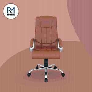 RM HOME Linea PU Leather High Back Tan Ergonomic Revolving Chair