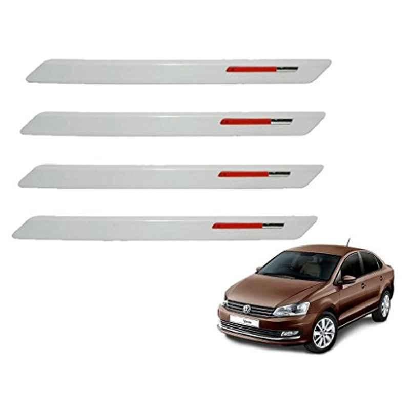 Kozdiko 4 Pcs White & Red Designer Car Bumper Protector Set for Volkswagen Vento, KOZ-19988