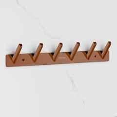 Plantex Wall Hooks for Hanging Cloth/Stainless Steel Towel Hangers/Bathroom Robe Hooks/Door Hangers/Square Wall Hook/Hook Rail for Hanging Keys 6 Hooks, PVD Rose Gold