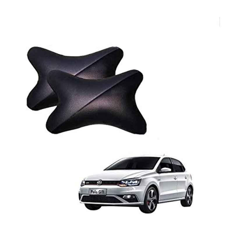 Kozdiko 2 Pcs Memory Foam Grey & Black Car Neck Rest Cushion Pillow Set for Volkswagen Polo GTI