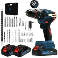 Thor 21V 1350rpm Cordless Impact Drill with Accessories, Batteries & Charger, THCDK 15