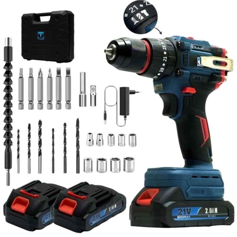 Thor 21V 1350rpm Cordless Impact Drill with Accessories, Batteries & Charger, THCDK 15