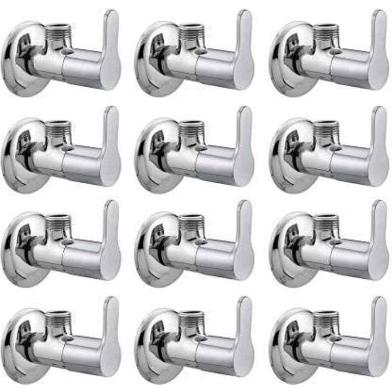 Zesta Flora Stainless Steel Chrome Finish Angle Valve with Flange (Pack of 12)
