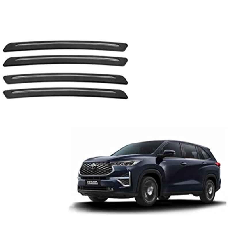 Kozdiko 4 Pcs Rubber Black Car Bumper Protector Set with Chrome Strip for Toyota Innova Hycross
