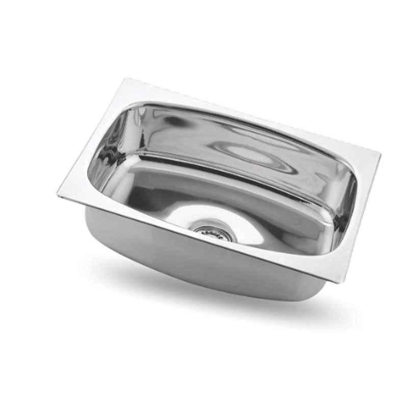 Zesta 24x18x9 inch Stainless Steel Glossy Finish Silver Single Bowl Kitchen Sink