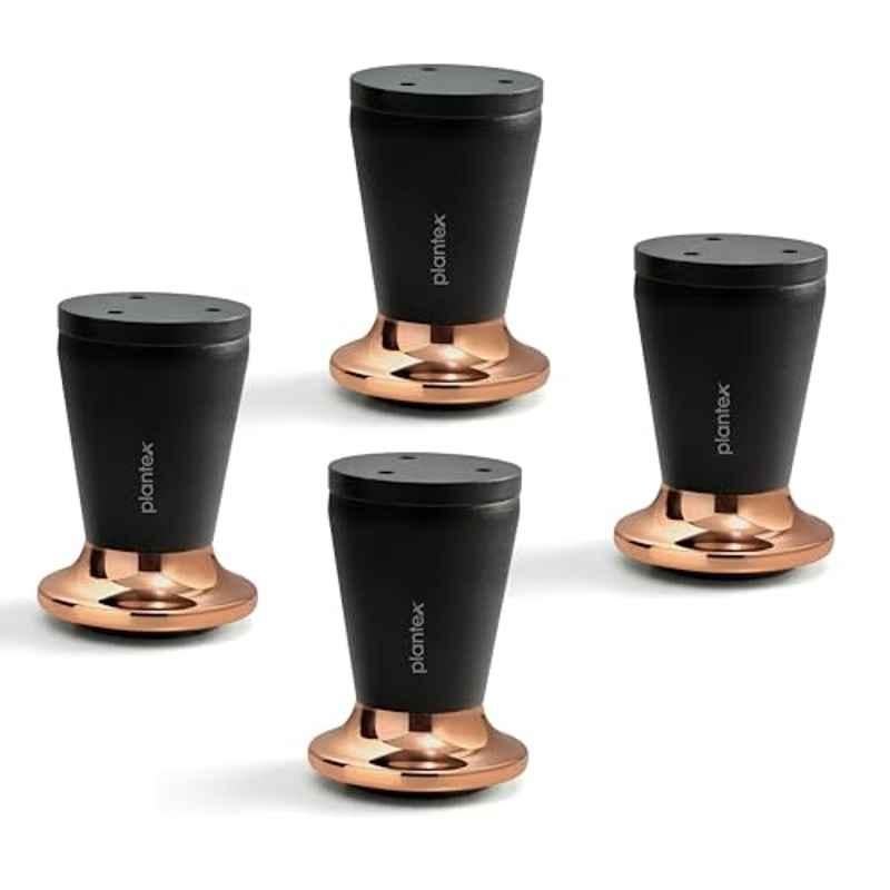 Plantex 3 inch Aluminium Black & Rose Gold Sofa Legs with Rubber Grip, DTS-87 (Pack of 4)
