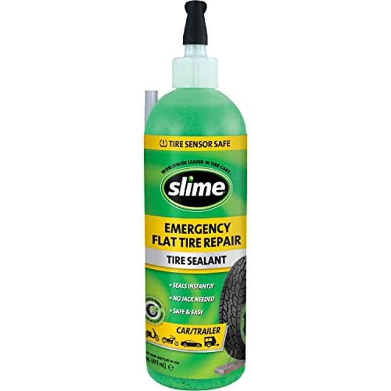 Slime 16oz Fiber Base Green Flat Tire Puncture Repair Sealant, 10011