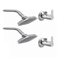 Fastgear 4 Pcs Marc Stainless Steel Silver Chrome Finish Faucet Set with Shower, FG2332