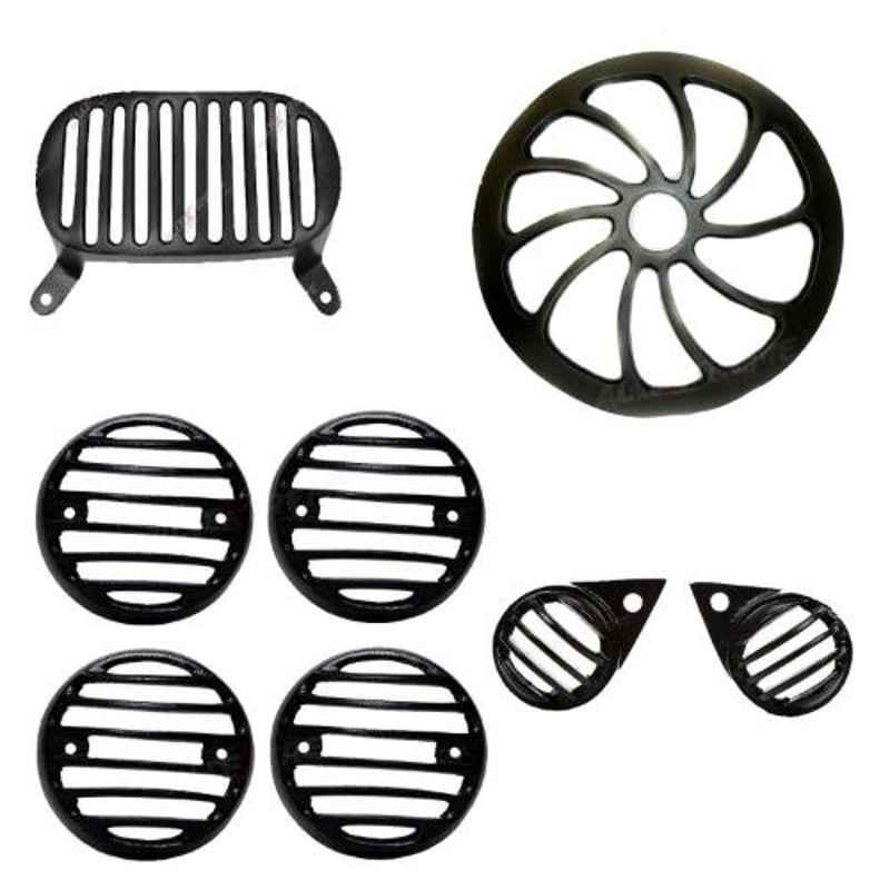 AllExtreme EXHGS8B Die Casted Fan Model Front Rear Head Light Grill Cover Set with Tail Lamp, Indicator & Pivot Eyes Cup
